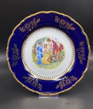 M Z Czechoslovakia Three Graces Underglaze Cobalt Decorative Plate