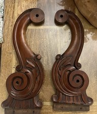 2 Similar (But Not Matching) Decorative Hand Carved Wooded Corbels
