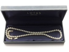 Lotus 18" Simulated 6mm Pearl Necklace 925 Silver Clasp 