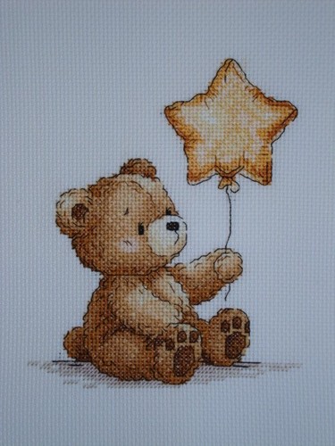Completed cross stitch teddy - cross,