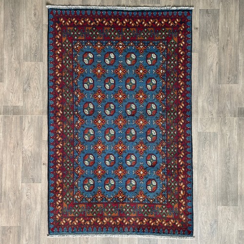 Blue afghan aqcha - blue, rug