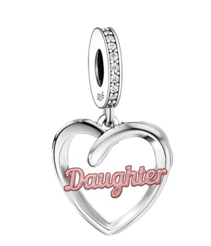 Daughter lettering heart charm - heart,