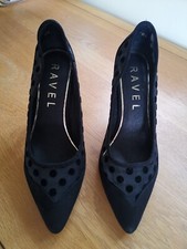 Ravel Black Velvet Polka Dot Shoes Occasion Size 4 Used Great Condition