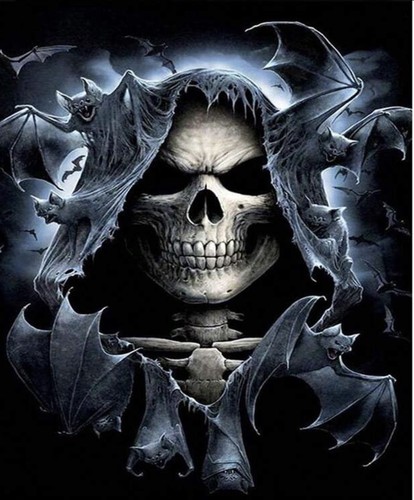 Gothic black bats skeleton - gothic,