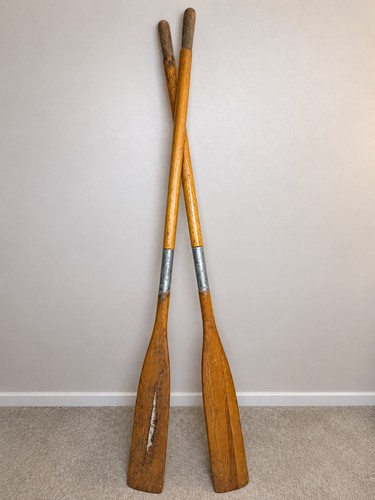 Pair vintage wooden rowing - vintage,