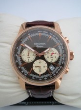 SEKONDA CLASSIQUE WATCH MENS 1482 STAINLESS STEEL PANDA LEATHER QUARTZ GENUINE