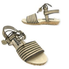 F-Troupe Slingback Striped Open Toe Espadrilles Ankle Tie Size 40/9.5 Never Worn