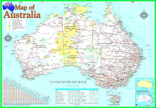 Laminated australia map - australia, a2