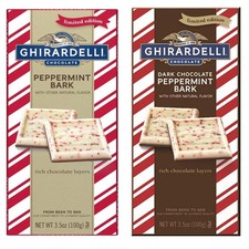 Ghirardelli | PEPPERMINT BARK 100G BARS | MILK & DARK CHOCOLATE | SQUARES