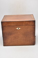Antique Georgian Mahogany Tea Caddy with Drawer – Single Compartment, Key