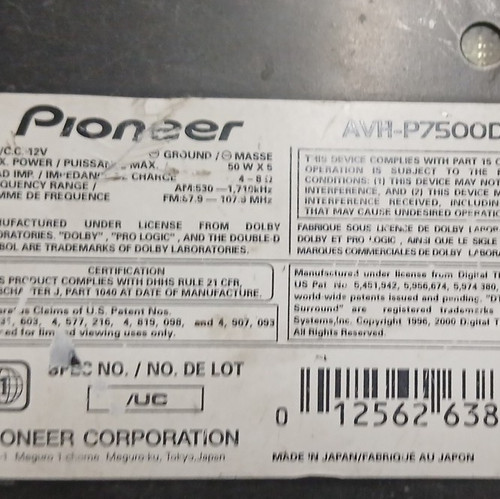 Pioneer avh p7500dvd - pioneer, din