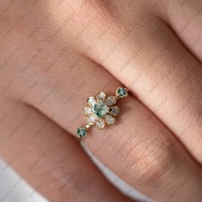 Moss Agate Gemstone &CZ Halo