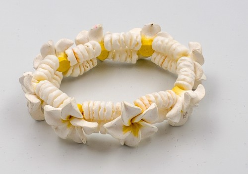 Hawaiian white fimo plumeria - hawaiian,