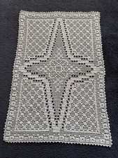 Vintage rectangular beige decorative crochet dressing table mat/doily