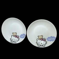 2x HELLO KITTY By Sanrio Porcelain Ceramic Soup Plates Pasta Cereal Bowl Dishes