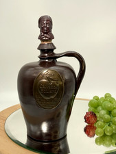 Vintage Jug Calvados Brandy Stoneware Bottle Head Stopper Calvados Boulard