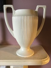 VTG Dartmouth Devon Pottery Creamware twin handled Classical Vase.