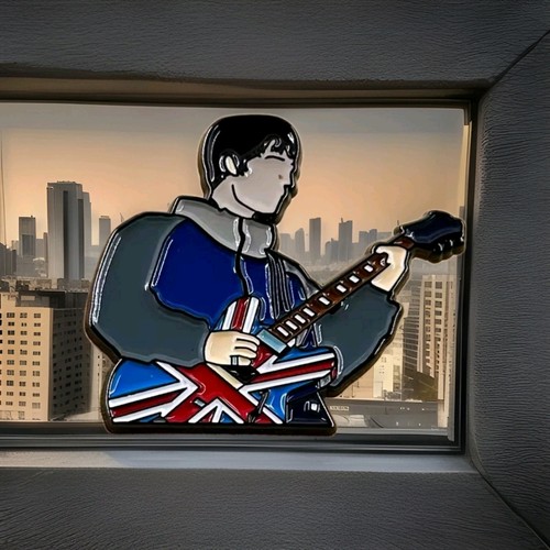 Brit pop guitarist lapel pin - brit,