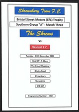 SHREWSBURY TOWN v WALSALL  14.11.23 EFL TROPHY SOUTHERN GROUP "A" PROGRAMME