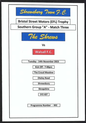 Shrewsbury town walsall - town,