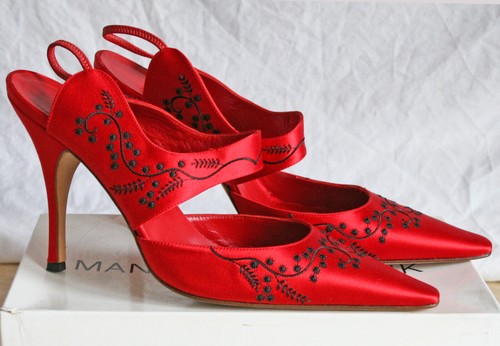 Manolo blahnik red satin - manolo,
