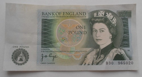 One pound note - note, page