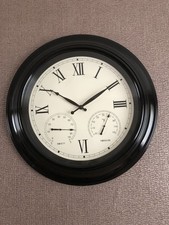 Large Wall Clock - Roman Numerals - Black Surround 17.5” Diameter.