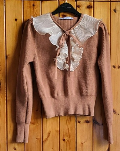 Zara ruffle knit tie neck - knit,