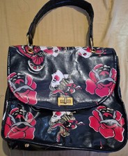 Iron Fist face and roses Multicolor Y2K Goth Print tattoo hand carry bag 