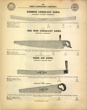 1915 PAPER AD Disston Champion one man cross cut saw hand ice saw iron handle