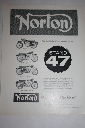 1962 advert for norton model - "norton,
