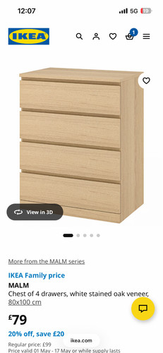 Ikea malm drawer chest - malm,