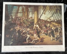 MILITARY ART PRINT - NELSON MORTALLY WOUNDED AT TRAFALGAR