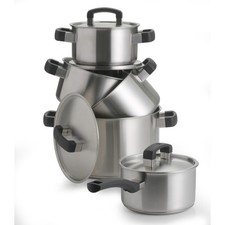 BK 5-Piece Pan Set Stainless Steel PFAS-Free Oven/Induction Safe Pots (Open Box)