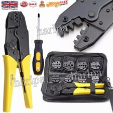 Ratchet Crimper Plier Crimping Tool Cable Wire Electrical Terminals Kit Set New