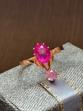 Vintage Ring Gold 583 14K Ruby Amethyst Soviet Women's Jewelry Russian Rare Old