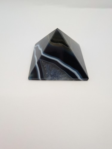 Blue agate pyramid - blue, natural