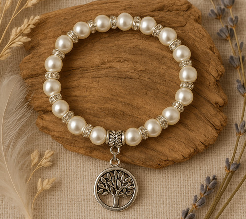 White glass pearl stretch - glass,