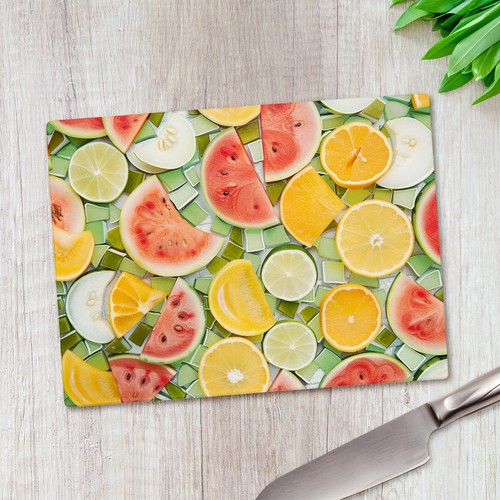 Melon fruit mosaic glass - melon,