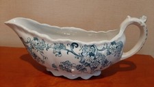 Vintage C A & Sons 'Adelaide' Blue Leaf Pattern Gravy/Sauce Boat/Jug