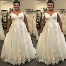 Off the Shoulder Plus Size Wedding Dresses Lace Appliques Wedding Bridal Gowns