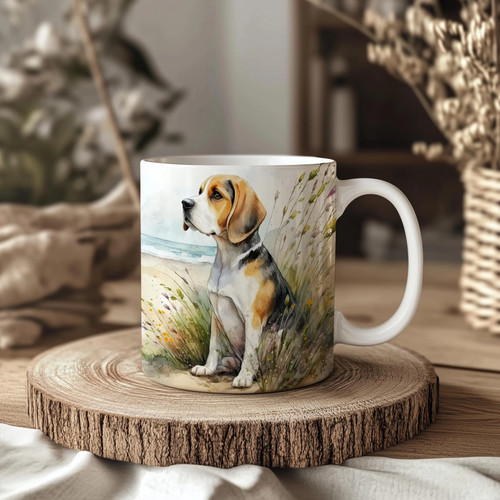Beagle beach 11oz ceramic - beach,