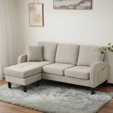 L Shape Corner Sofa Linen 3