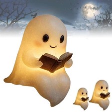 Cute Ghost Reading Book Statue