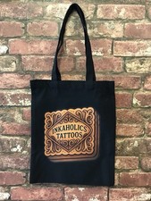 Unisex Tote Bag Black. Inkaholics Tattoo Studio Branded. Stylish and Unique