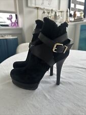 Fendi Boots Short Designer Boots Black Suede Shearling - Size 40