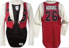 Jeremy Scott Adidas Chicago Bulls Leather Jacket With tuxedo Tails RARE SIZE L