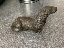 Vintage Otter Ornament, Bronze Effect, Detail Good 6 Inches Long