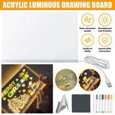 Acrylic LED Message Board with 7 Colors Pen  Light Up Dry Erase DIY Note Display