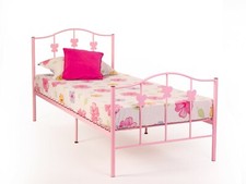 PINK SINGLE 90CM METAL CHILDRENS BUTTERFLY BED FRAME